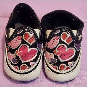 Vans Off The Wall size 3 infant Hearts pink white & black slip-on shoes